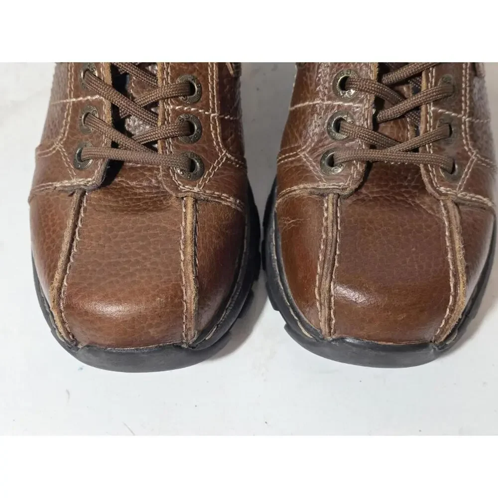 Vintage 90s Y2K Streetwear Mens 8 M Chunky Leather Platform Boots Shoes Brown